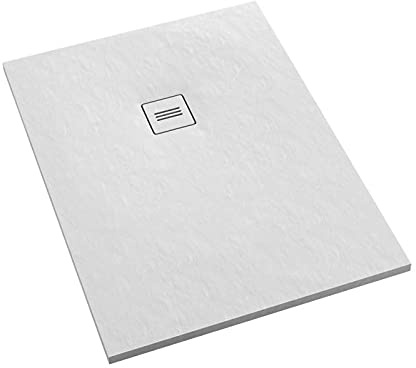 Sellon24® Duschwanne Superflache Acrylwanne Ablaufgarnitur Abdeckplatte Duschtasse Rutschfest Weiß Bau-Höhe 3,5 cm (80x90x3,5)