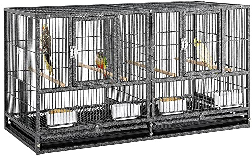 Yaheetech Metal Bird Cage Parrot Cage Divided Flight Cage Breeding Cage Pet Home for Small Birds Budgie Finch Canary Lovebird 45cm Wide