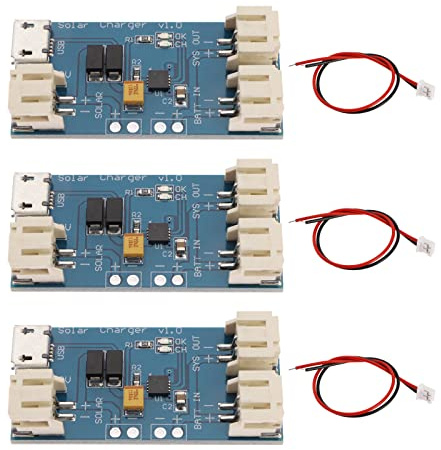 Create idea 3 Stück CN3065 Mini-Solar-Ladegerät, 500 mA, Lithium-LiPo-Akku, Lademodul, Micro-USB, mit 2-poligem JST Anschluss