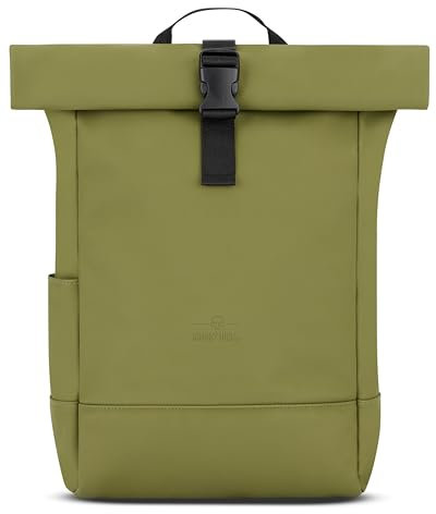 Johnny Urban Rucksack Damen Grün - Harvey Medium - Rolltop Mit Laptopfach für Uni Business City - 15L - Matte PU Beschichtung - Wasserabweisend