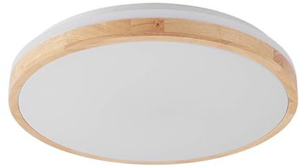 Lindby LED Deckenlampe Holz Ø49 cm, mit Fernbedienung dimmbar wechselbare Lichtfarbe 30W Wohnzimmerlampe Deckenleuchte Esszimmer