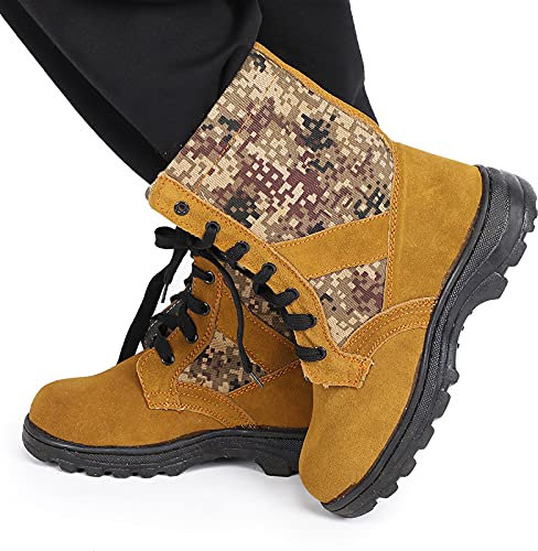 Leapiture Firefighter Shoes Flame Retarded Fireproof Safety Shoes Smash Proof Puncture Proof Labor Insurance Work Boots(40-Brown)