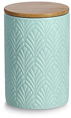 Zeller 19355 Vorratsdose m. Bambusdeckel, 720 ml, Keramik, mint, ca. Ø 10 x 15 cm, Vorratsbehälter, Aufbewahrung, Aufbewahrungsbox