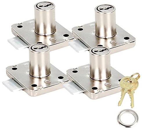 Möbelschloß Aufschraubschloss 20mm Dornmaß Zylinder mit Schlüssel Verschiedene Set für Schubladen & Schränke [4er Pack, 42 * 35mm]