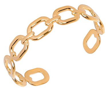 JJDreams Edelstahl Armreif Damen Gold Offener Armspange Armreif Gold Oval Armband Geschenk für Frauen