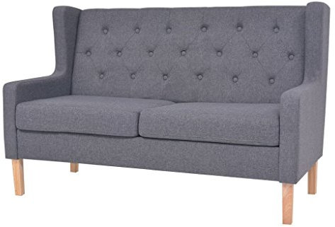 Homgoday Bequemes 2-Sitzer-Sofa in Grau - Holz-Rahmen & Polyesterbezug - 140x68x90 cm - Wohnzimmer & Mehr Model245453