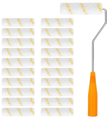 20 Stück Farbroller Klein 10cm, Farbroller Wandfarbe Mini Farbroller Pinsel mit Gummigriffen Geeignet,Farbwalzen Set für Familienzimmer Wand Architekturdekoration und Malerbedarf (Bunt)