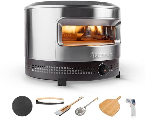 Solo Stove Pi Prime Pizza Oven Essential Bundle | Propane fueled, Demi-Dome Heating, Bake in 90 Sec, Incl. Cordierite Pizza Stone, Shelter, Bamboo Peel, Turner, Mat, Thermometer, Pizza Rocker & Brush