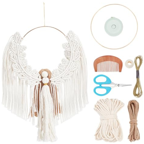ORIGACH Kit da appendere alla parete fai da te in macramè per principianti e adulti, set di arazzi con ali eteree, ornamento bohémien, decorazione tessuta fatta a mano per camera da letto e soggiorno