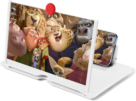 Phone Screen Magnifier- HD 3D Mobile Phone Screen Magnifier Amplifier for Video,Movies,Soccer Game Broadcast - Foldable Cellphone Projector Screen Enlarger for All Smartphones (White)