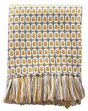 Namzi Bettdecke, amerikanischer ländlicher Stil, Strickdecke, einfacher Stil, gelb karierte Strickdecke, leicht, für Bett, Couch, Sofa