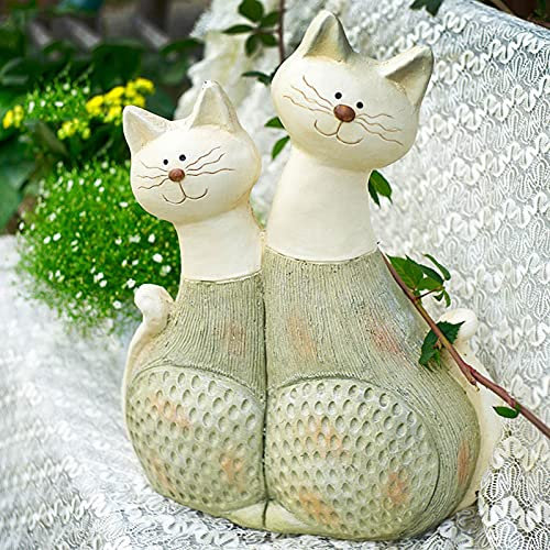 OLSKFUH Gartenskulptur Haus Gartentisch Figuren Dekoration Pastorale Simulation Katze Magnesiumoxid Statuen Ornamente Hof Außenskulptur Kunsthandwerk
