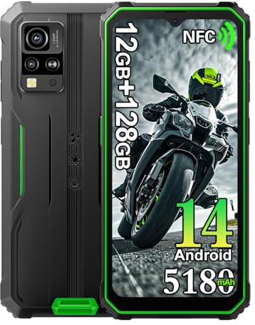 Blackview BV4800 Pro (2025) Téléphone Portable Incassable, 12Go+128Go/1TB Téléphone Débloqué, 5180mAh, Android 14, 16MP, 6.56 HD+ Smartphone Incassable Etanche, Dual SIM 4G,GPS,NFC,OTG,FM,Vert