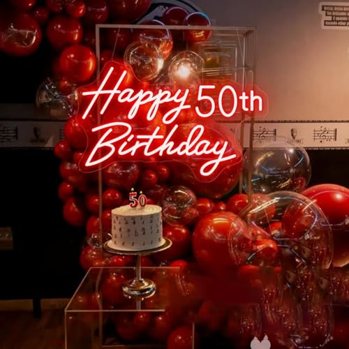 Xusdamyj Happy Birthday Neon Schild Personalisiertes Geburtstagsdekor, Led Lamp Party Dekor, Neon Sign Licht Wanddekoration personalisierte Geschenke