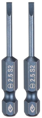 sourcing map Lot de 2 embouts de tournevis magnétiques à fente SL2.5 de 2,5 mm en acier S2 à tête plate avec tige hexagonale de 6,35 mm de long pour vis