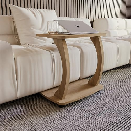 sugodesign Tavolino Divano con rotelle, Piccolo tavolo da salotto, Tavolino da caffè in stile elegante, Piccolo tavolo per soggiorno, Superficie ideale per laptop, tazze (Rovere affumicato)