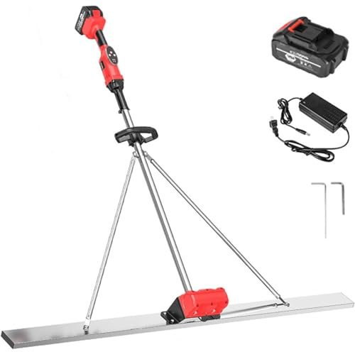 Outil Vibrant pour Béton RèGle Nivellement Ciment Chape éLectrique Kit de vibrateur pour Chape à béton, électrique, règle de nivellement, Planche de 1,5 m, Batterie de 6 000 mAh, Mac