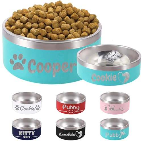 Gamelle personnalisée pour chien et chat en acier inoxydable pour eau et nourriture - Antidérapante - Durable - 510,3 g, 907,2 g, 1,2 l - 1,8 l