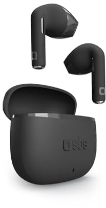 SBS Go Pods TWS - Cuffie Auricolari Semi In-Ear True Wireless Stereo, Custodia di Ricarica, Microfono Integrato, Controlli Touch, per Smartphone, Tablet, Laptop, 12 Ore Riproduzione, Nero