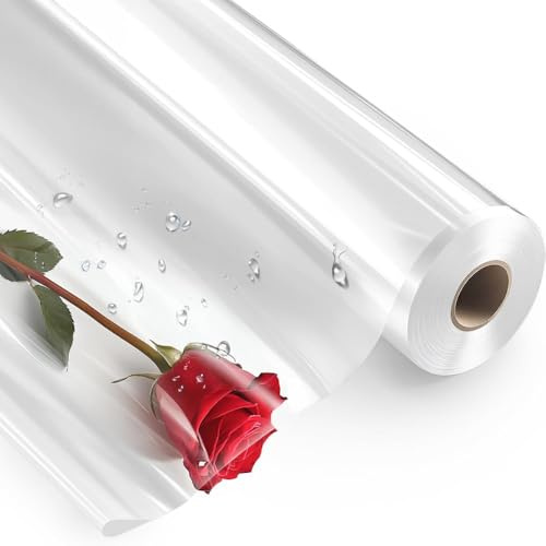 40CM x 30M Geschenkfolie Transparent, Klare Cellophanfolie Rolle, Klarsichtfolie Verpackungspapier Packpapier für Blume, Geschenk Baskt Verpackung, Leckereien Wrap
