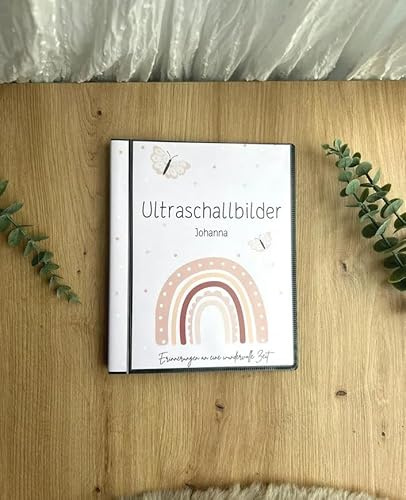 Ultraschallbilder Mappe Album für Ultraschallbilder personalisierbares Einsteckalbum stabiles Cover Erinnerungen an Schwangerschaft (mit Einlegeblättern in den Folien)