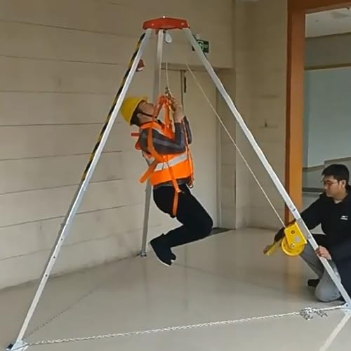 Emergency Rescue Tripod Kit - Fall Arrest System with 20/30m Winch Portable Hoist for Confined Spaces Firefighting & Deep Well Rescue Safety Equipment