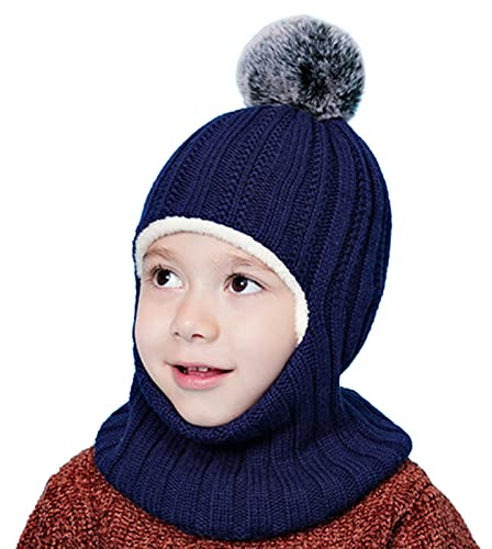 Generisch Casquette de baseball - Chapeau de soleil - Chapeau de cowboy - Chapeau western pour bébé - Bonnet d'hiver pour bébé - Bonnet pour enfant - Avec cache-cou - Bonnet à pompon - Tricot chaud