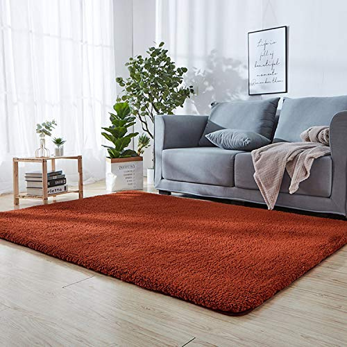 Tappeto antiscivolo in pelle di pecora marrone, 180 x 230 cm, tappeto moderno in pelle di agnello, per divano e sedia, morbido e accogliente, decorazione per la casa, perfetto per soggiorno e camera