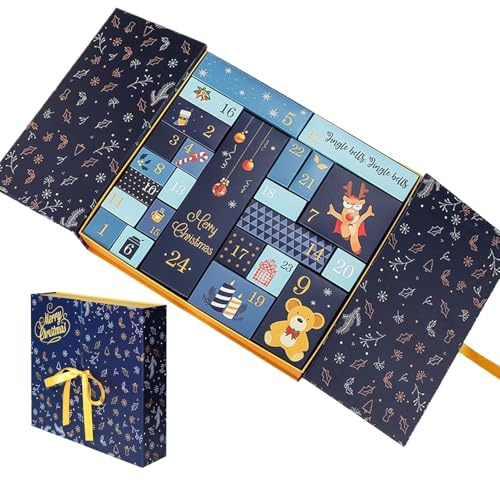 Calendario cuenta atrás vacío Decoración Hogar Plegable Reutilizable | 24 Días Cajas Recargables Navideñas Suministros Decorativos para de Aula Cumpleaños Salón Dormitorio Chimenea