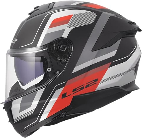 LS2, Integraler Motorradhelm STREAM II VINTAGE Matt Black Grey Red, M