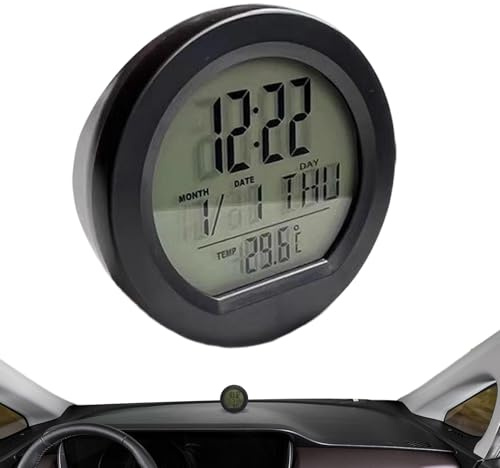 Ahuuen Reloj de Coche,Reloj de Salpicadero Solar Automotriz con Calendario,Calendario Con Pantalla LED - para Aula Viajes Baño Mesa Mesita de Noche Frigorífico Autocaravana Tienda