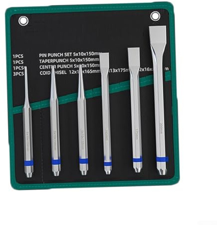 Jotekonoby Lot de 6 poinçons plats en alliage d'acier robuste pour l'entretien des machines, poinçon conique pour réparation de montres, burin de précision industrielle