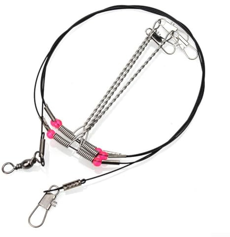 5 cables de acero inoxidable con giro a presión de 0,6 mm de diámetro, 93 cm de longitud para mejorar la línea de pesca