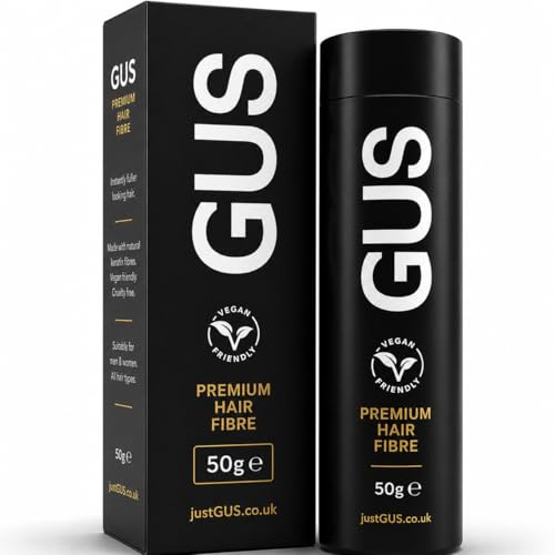 GUS 50g Hair Fibres for Men & Women – Instant Thickening Powder for Thinning Hair, Vegan Cotton Formula, Dark Brown
