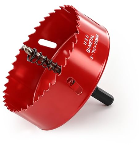 RunXinDa Hålsåg 100 mm, HSS M42 bimetall hålsåguppsättning, 100 mm hålborr, borregla med sexkantstång och borre, för trä, plast, gips, tunnplåt, tunna metallplattor och mer