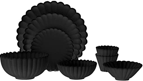 Yunmeryker Set da Cucina in Miniatura per Casa delle Bambole - Piccola Collezione di Stoviglie per Il Gioco di Ruolo, Nero