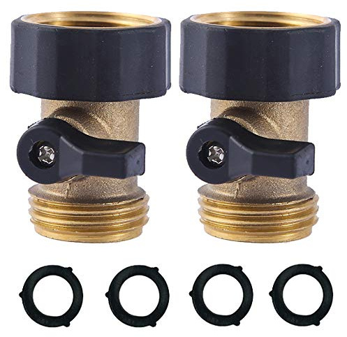 HQMPC Heavy Duty Brass Shut Off Valve Garden Hose Shut Off Valve Garden Hose Connector (2PCS) +4 Extra Pressure Washers