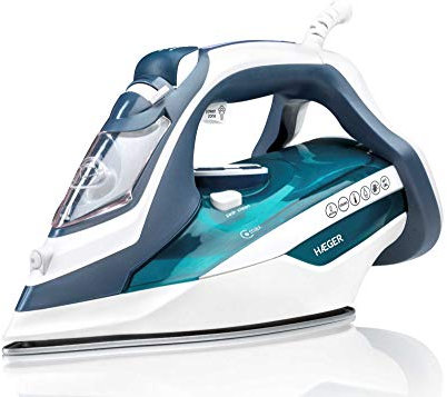 HAEGER Ultra Steam 2800 - Ferro da Stiro a Vapore 2800W, Piastra in Ceramica, Anti-gocciolamento, Anticalcare e Autopulenti.