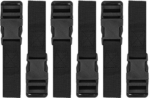 6 Pack Luggage Nylon Straps with Quick Release Buckle Utility Straps for Travel Packing Outdoor Sports, M, Black