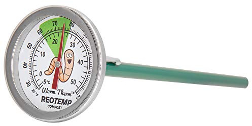 REOTEMP K83W Worm Therm Soil Thermometer with Worm Composting Digital Guide for Red Wiggler Compost Bins