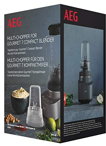 AEG ACBC1 Zerkleinerer (Multizerkleinerer für Gourmet 7 Kompakt-Mixer, einfaches Zerkleinern von Gemüse, Früchten, Nüssen und mehr, universell, einfache Reinigung, spülmaschinenfest, schwarz)