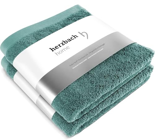 herzbach home Premium Handtücher 50 x 100 cm 2er-Set (Ozeangrün) – Hochwertige, weiche & saugstarke Handtücher in Bester Qualität – 100% natürliche Baumwolle