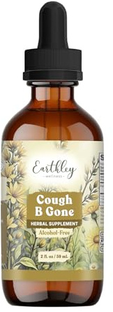 Earthley Wellness, Cough-B-Gone, Organic Herbal Formula, Alcohol-Free Herbal Tincture for Kids (6 Months+) & Adults, Cold and Cough Remedy, 12+ Month Supply (2oz Glass, Kids, 1200 doses)