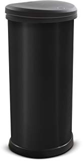 CURVER One Touch Deco Mülleimer mit Metalleffekt, 70% recycelt, Schwarz, 40 Liter