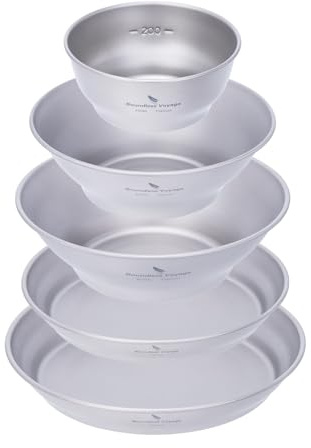 Boundless Voyage Titanium Dish Plate with Carry Mesh Bag Outdoor Titanium Dishware and Utensils Mess Kit Titanium Single-Walled Bowls for Camping Backpack Ti1110T