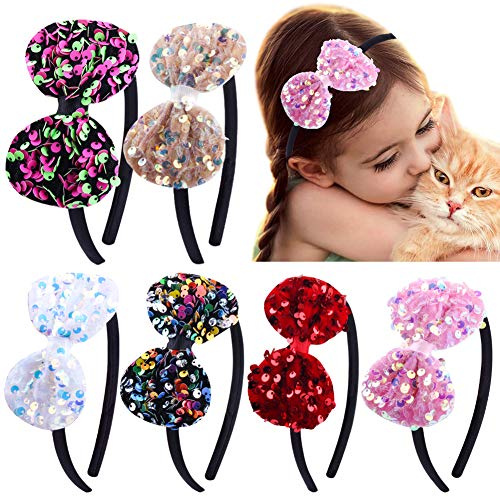 Candygirl 6 Stück Glitzer Stirnbänder Pailletten Haarbänder,Glitzer Kinder Stirnbänder Mädchen Haarreif mit Pailletten Baby Haarreifen Multicolor
