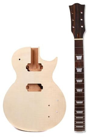 E-Gitarren-Set, Gitarrenhals, 22 Bünde, Flammenahorn-Kappe, Gitarrenkörper, Mahagoni, Ahorn, Palisander, Gitarren-Griffbrett, DIY-Gitarren-Set, aus Mahagoniholz