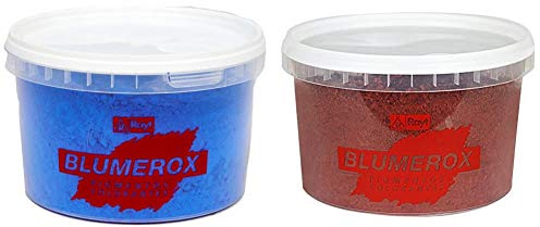 Rayt 1183-71 Blumerox Polvo para Interiores Cemento Blanco o Gris, Cal y Yeso. Altísimo Poder colorante + 1182-81 Blumerox Polvo para Interiores y Exteriores Cemento