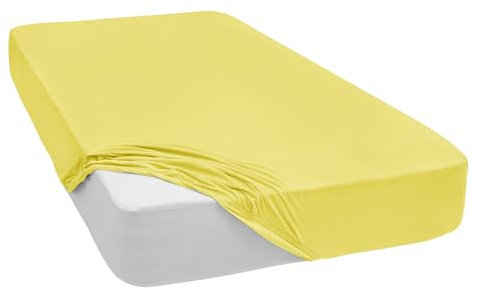 Spannbettlaken Jersey Spannbetttuch 100% Baumwolle Bettlaken Spannbettuch Laken 28 Farben, Größe:70 x 140 cm, Farbe:Gelb