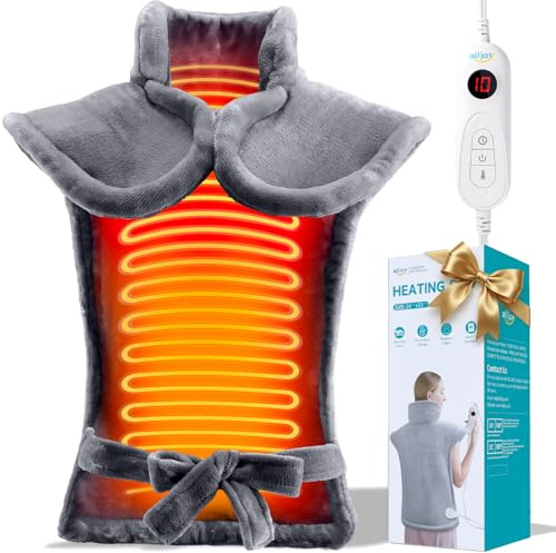ALLJOY Heating Pad for Back Pain Relief, 24x33 Weighted Heating Pad for Neck and Shoulders and Back, Mothers Day Gifts for Mom, Neck Heating Pad Fast-Heating with 6 Settings, Auto Shut-Off